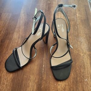 Mix No. 6 Black and Silver Strappy Heels